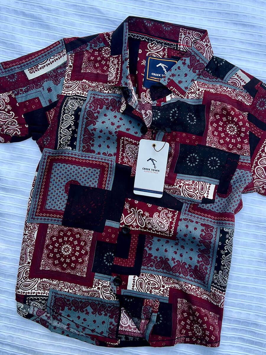 Maroon Vibrant  Multi Rayon Printed Shirt