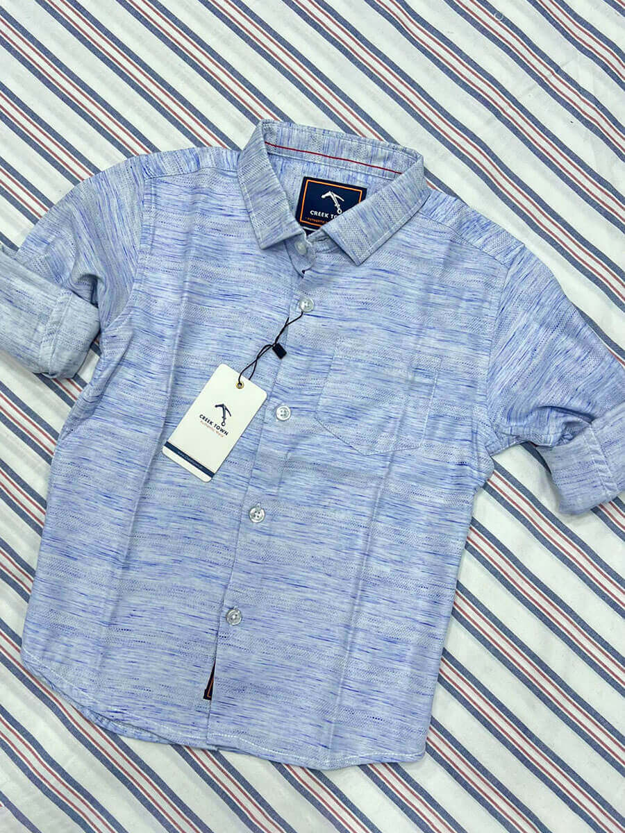 Blue Dobby Scratch Printed Shirt