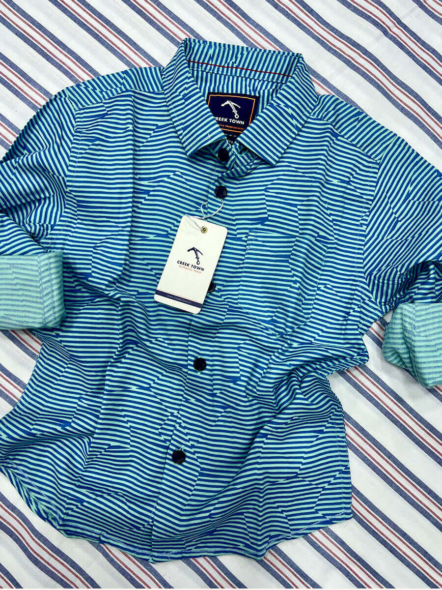 Rayon Blue Waves printed shirt