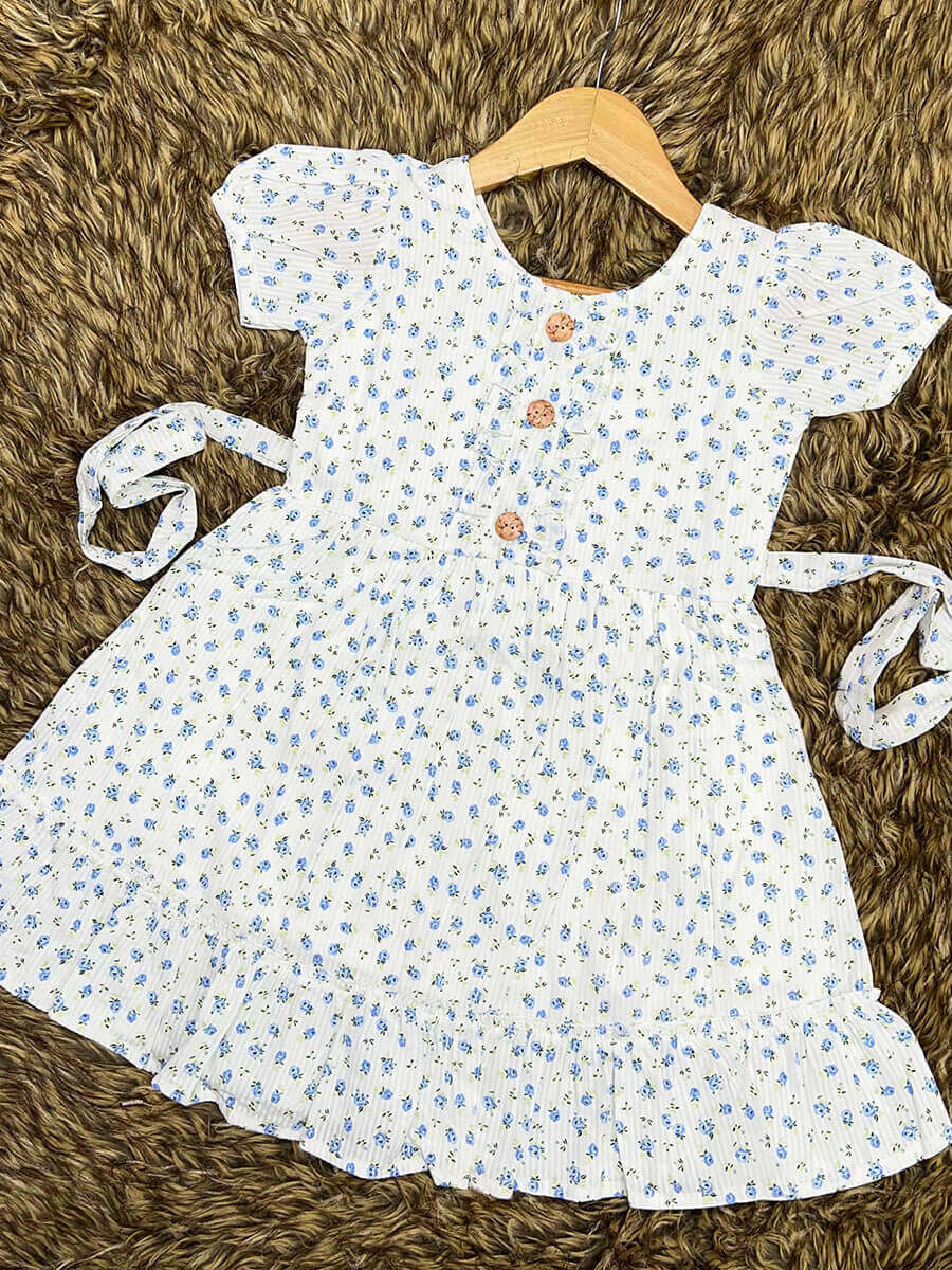 White Lite Blue Flared Frock