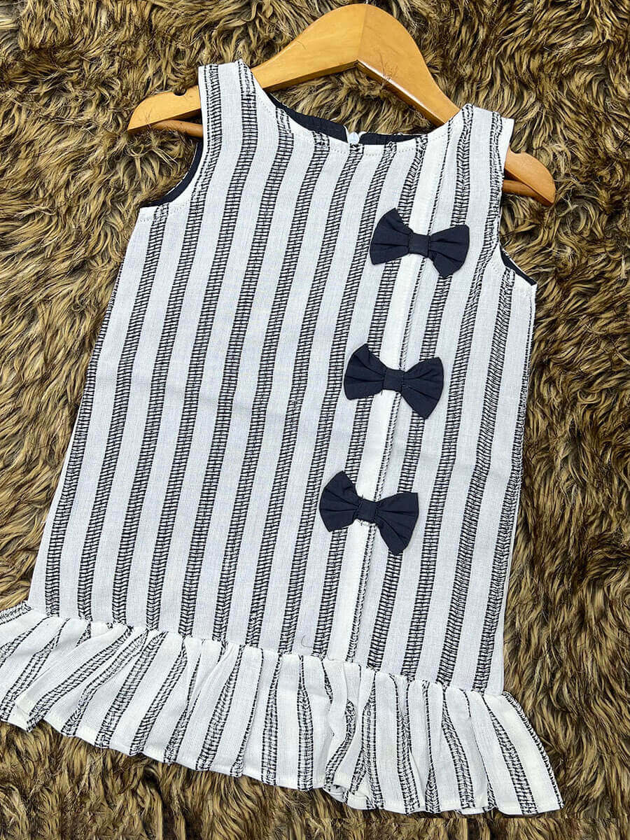 Black White Stripe 3bow Frock