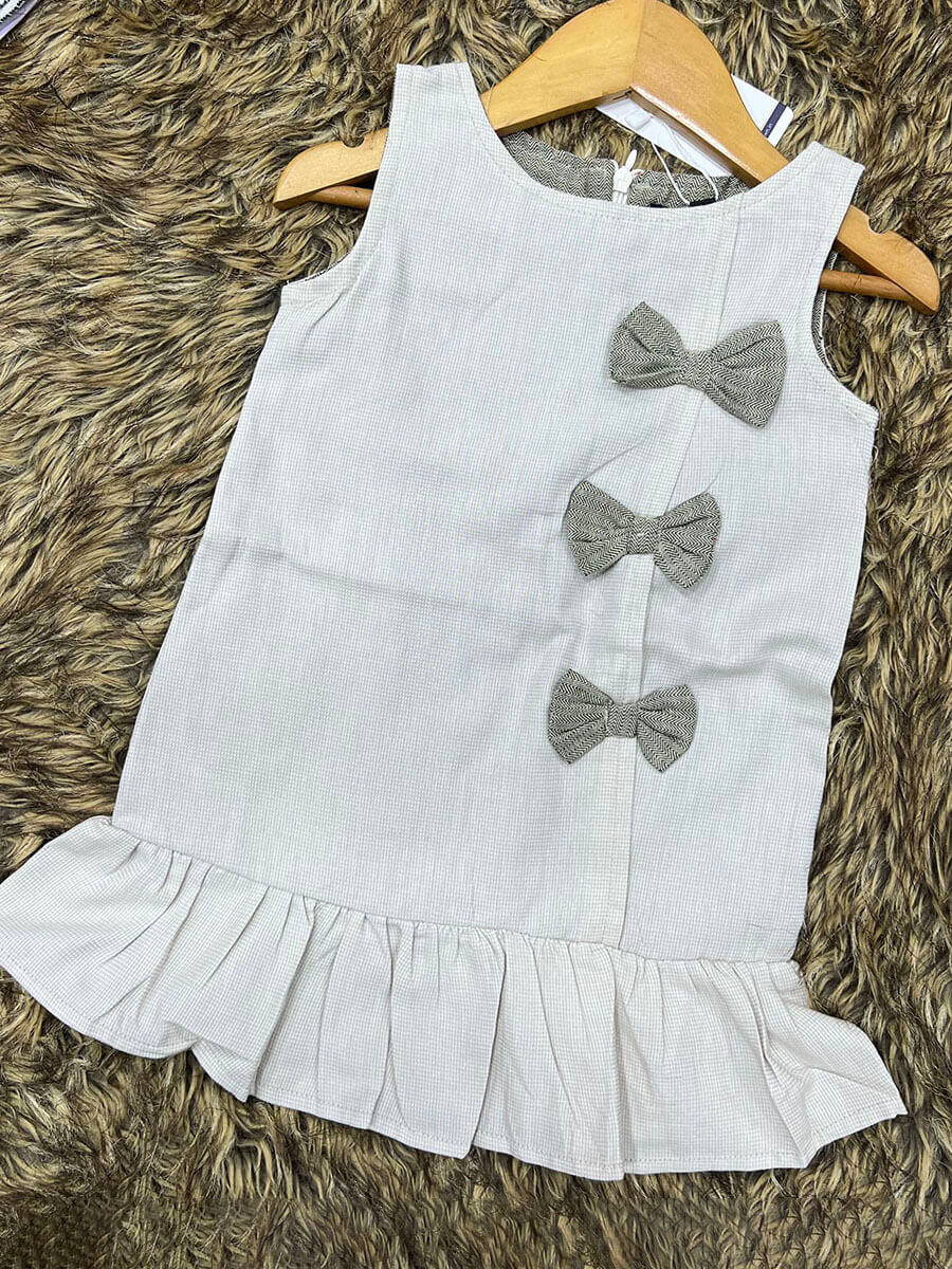 Light Grey 3bow Frock