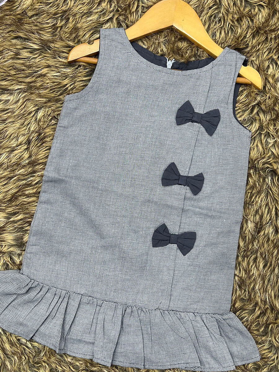 Navy blue gray 3bow Frock