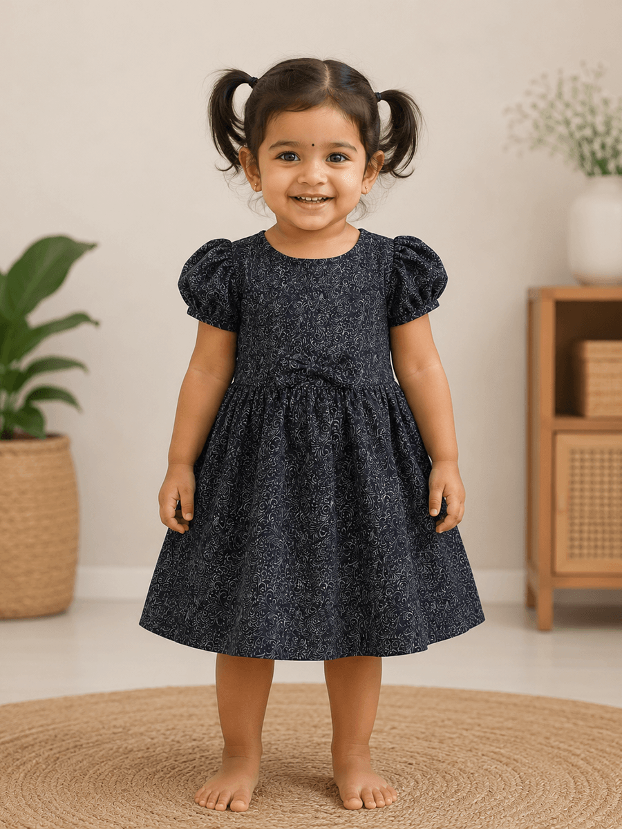 Dark Lavender Floral Print Frock