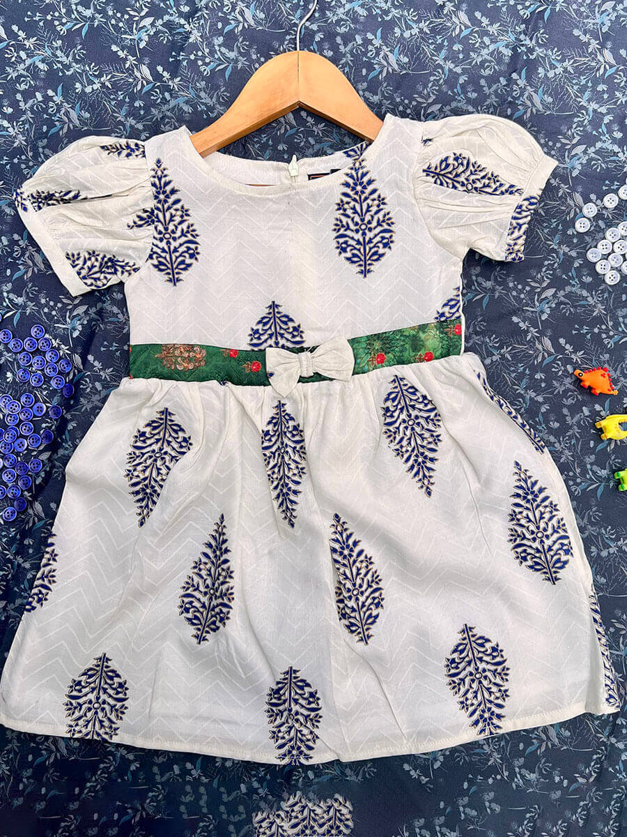 BW Pinetree Printed Puff Sleeve Frock