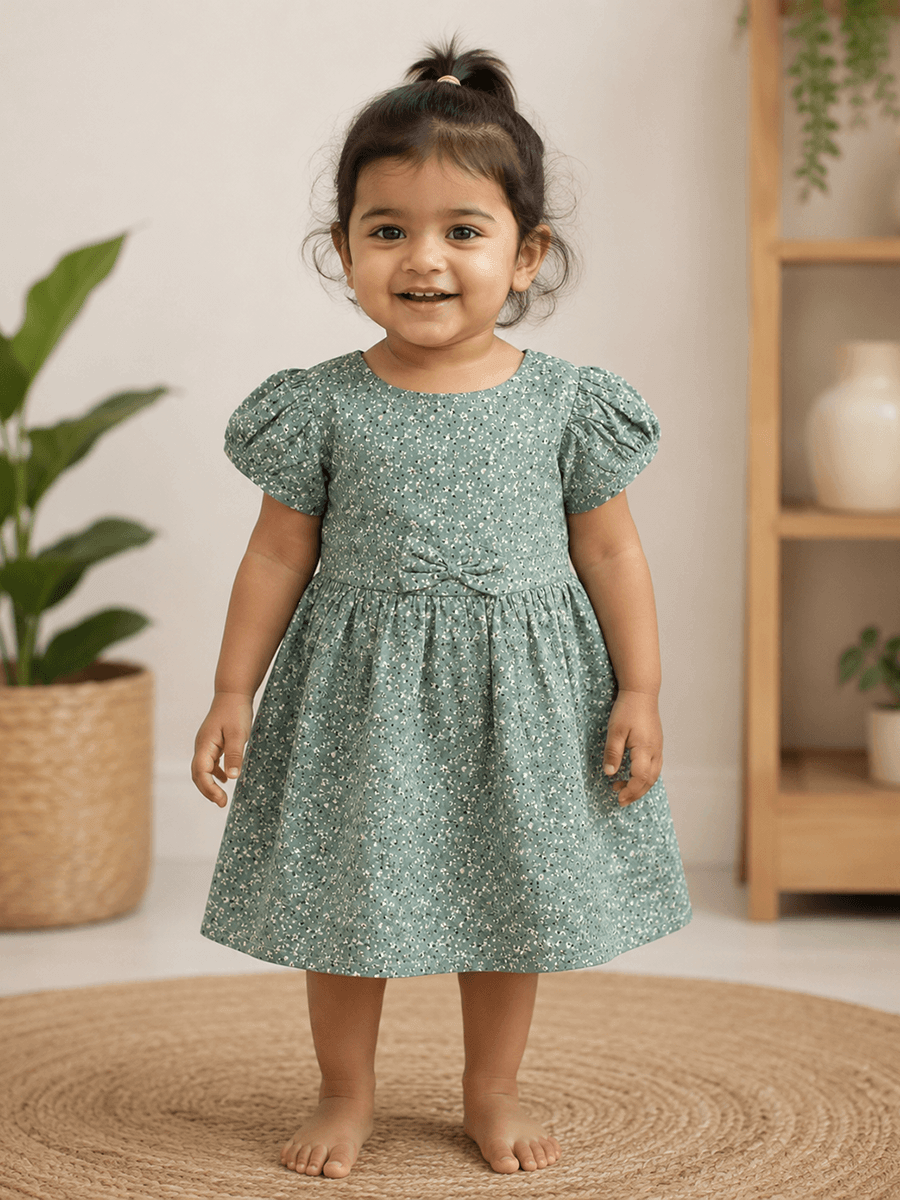Light Green Floral Print Frock
