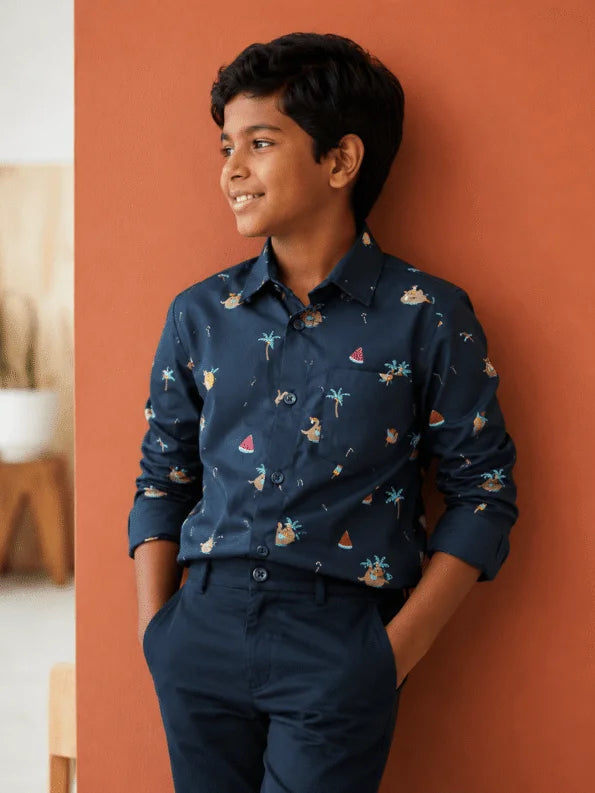 Navy Dark print