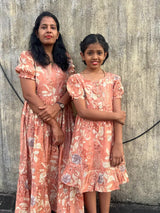 Peach Floral Silk Modal Print Mom
