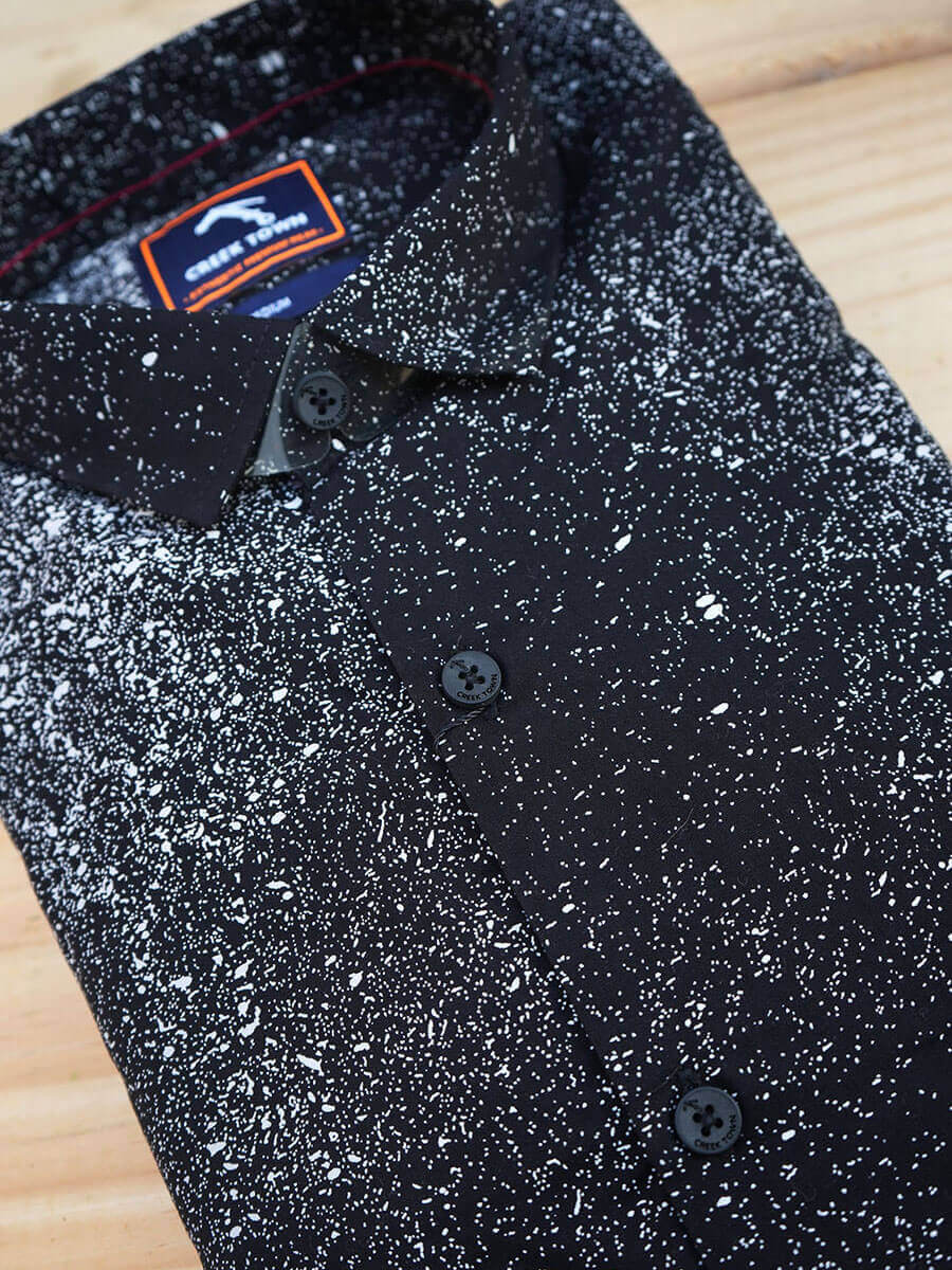 Black Shirt with White Splatter Effect