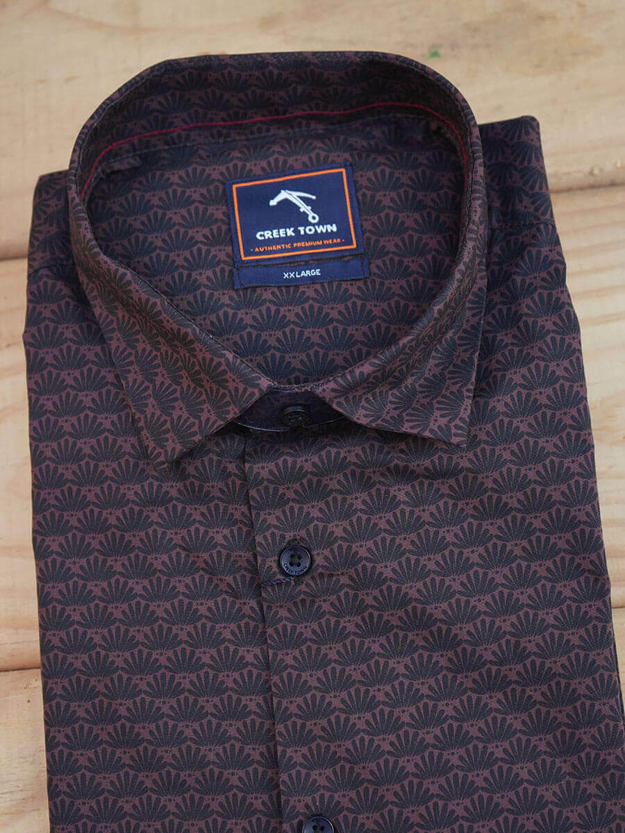 Red Brown Based Lotus Flower Print