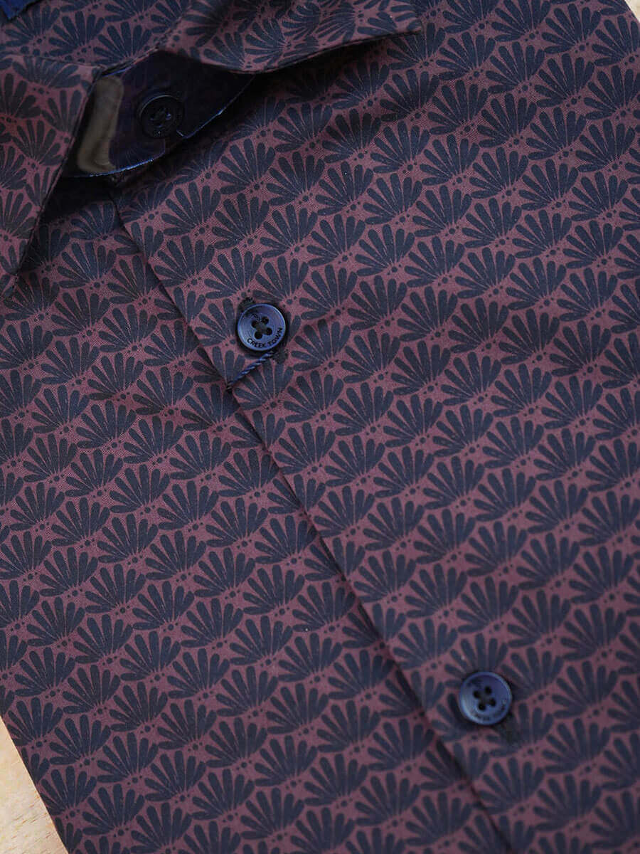Red Brown Based Lotus Flower Print