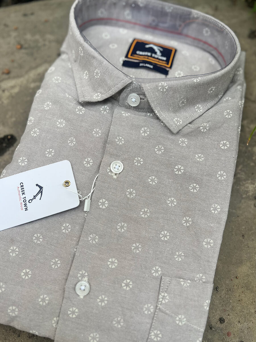 Peach grey triangle round wave print