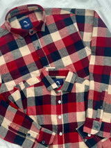 Vibrant-Red, Navy, & Beige Classic Large-Plaid Checks - Dad Combo