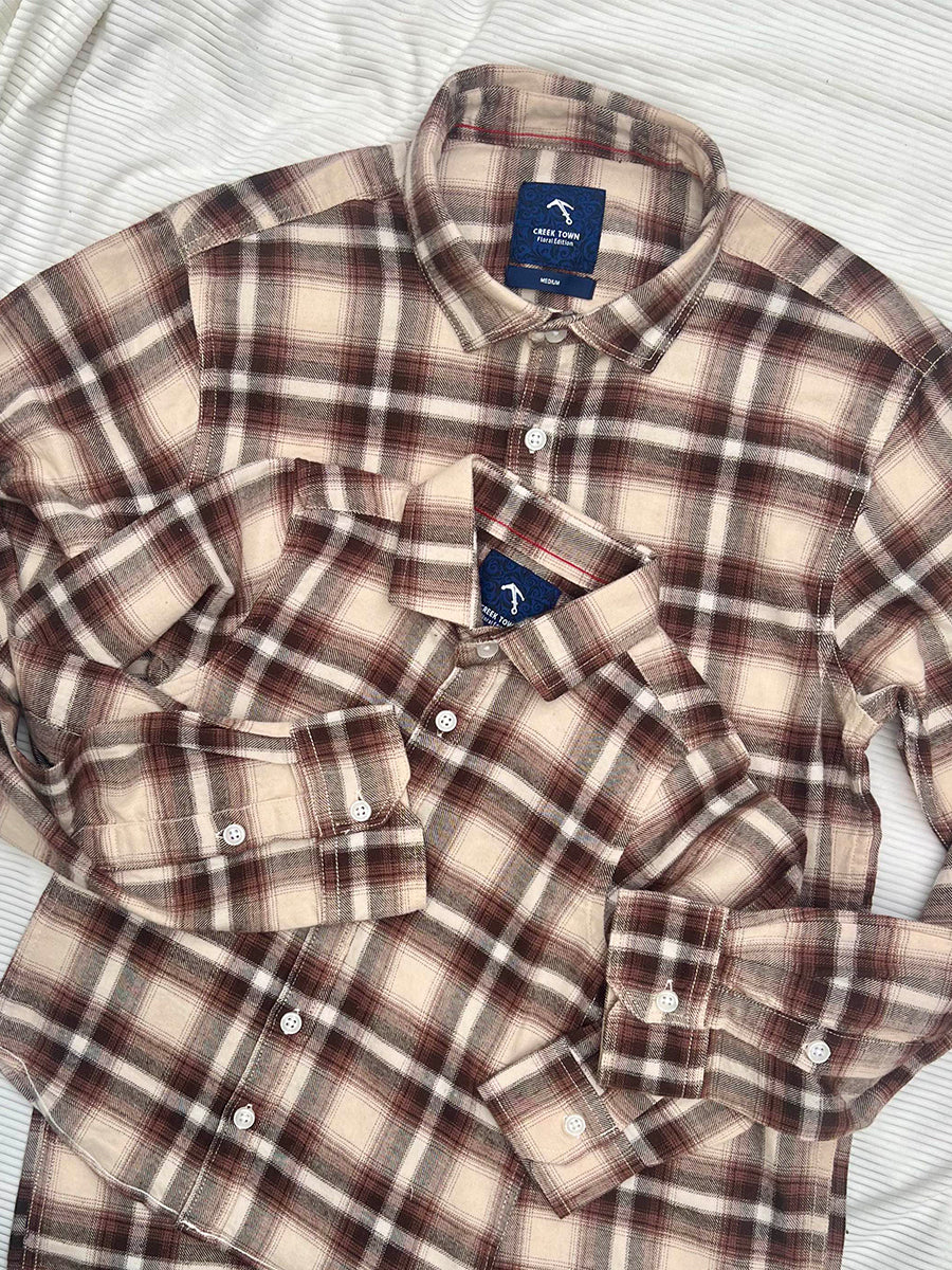 Classic Brown & Cream Tartan Checks Dad & Son Combo