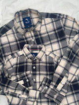 Cream & Navy Blue Tartan Plaid Flannel checks - Dad Combo