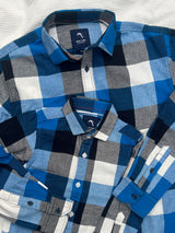 Crazy Plaid Sky Blue, White & Black Flannel Checks - Dad Combo
