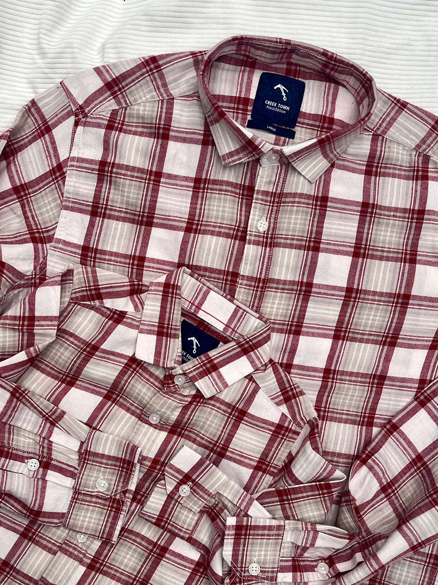 Red & White Tartan Plaid Checks - Dad Combo