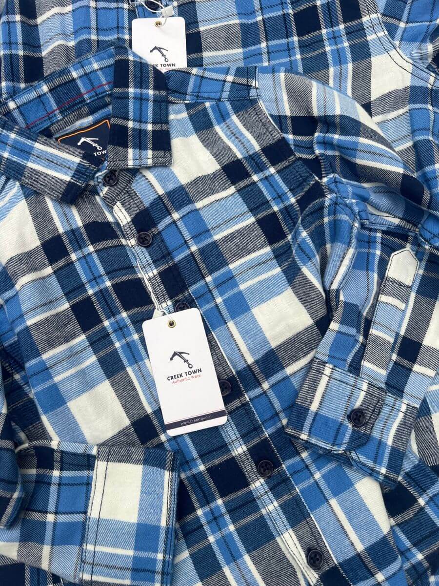 Sky Blue and White Checks Dad & Son Combo