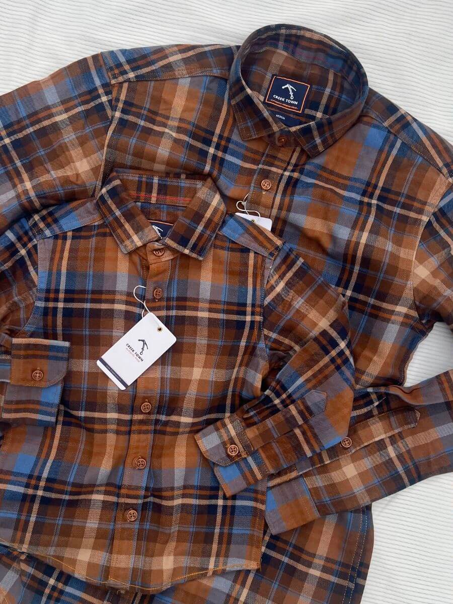 Sand Brown and Blue Checks - Dad Combo