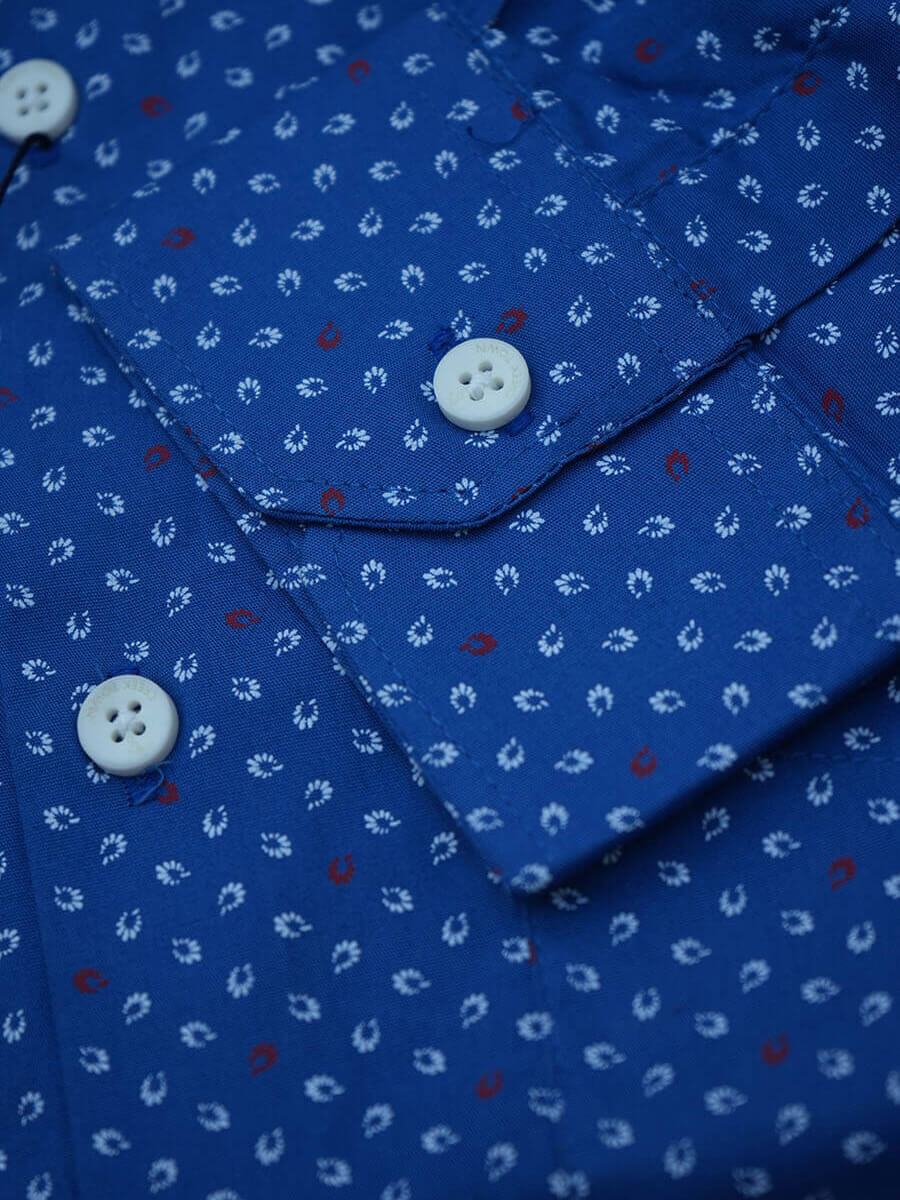 Ink Blue White and Red Floral