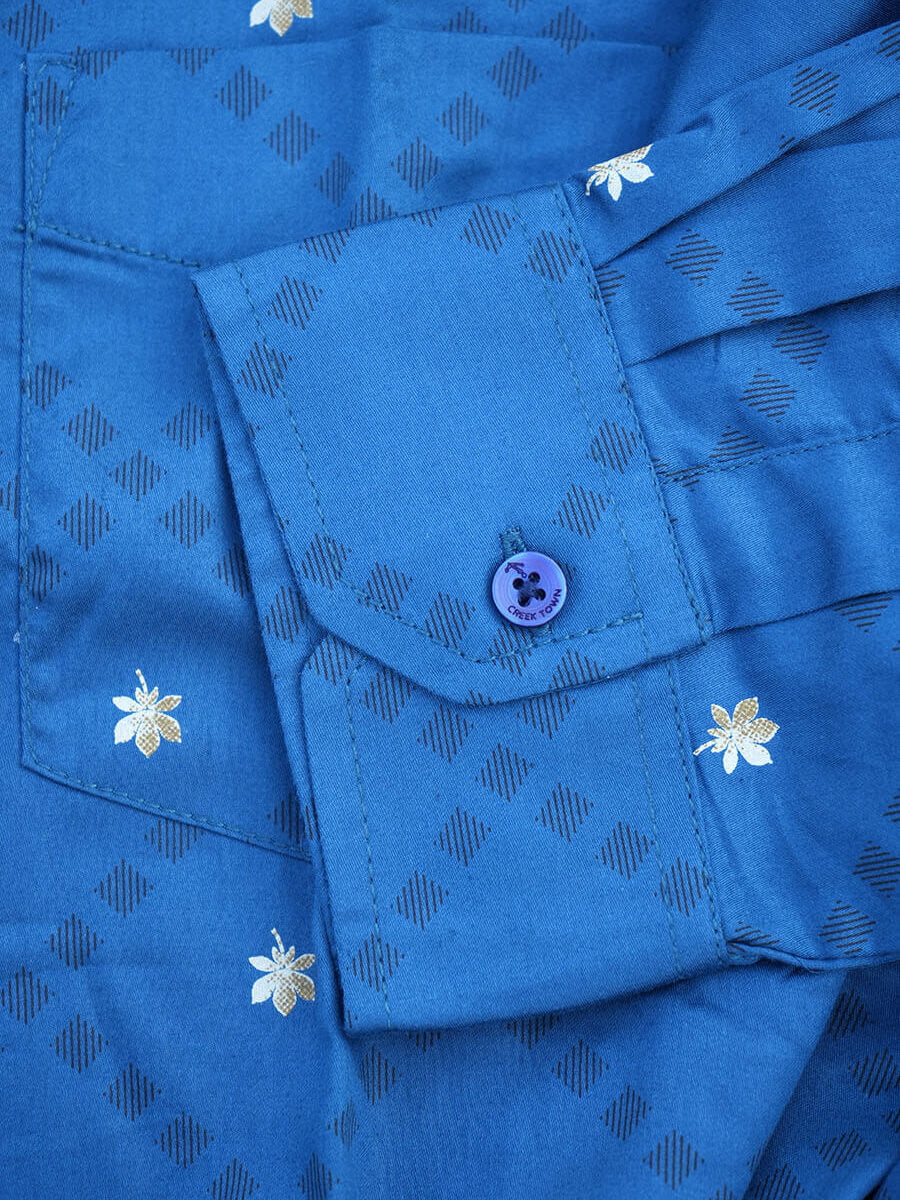 Royal Blue with Maple Leaf Print