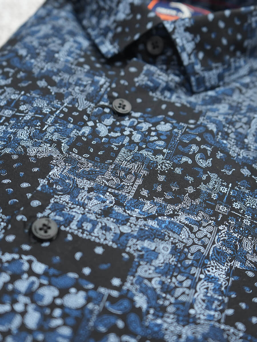 Black and Blue Paisley Bandana Pattern
