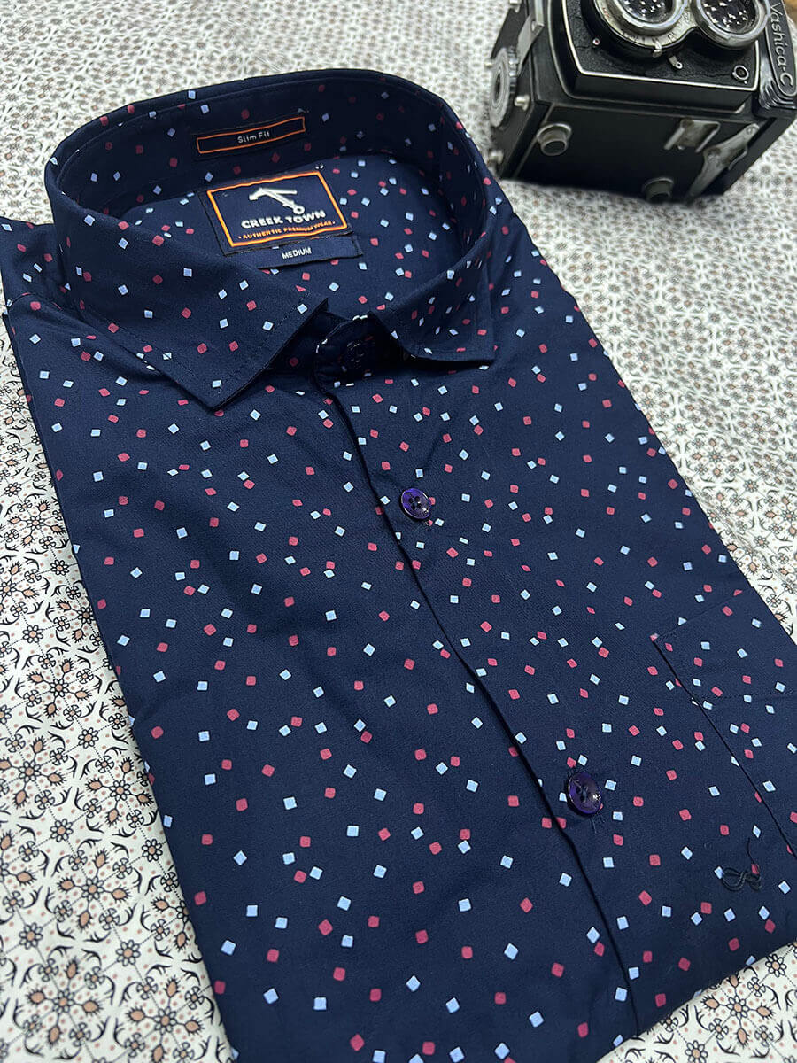 Navy Base Red and Blue Square Dot