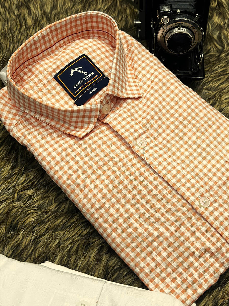 Orange and Green White Gingham Checks