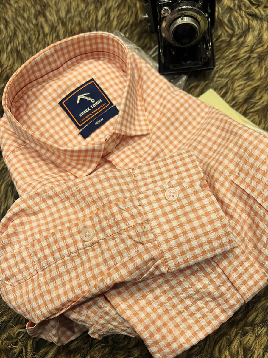 Orange and Green White Gingham Checks