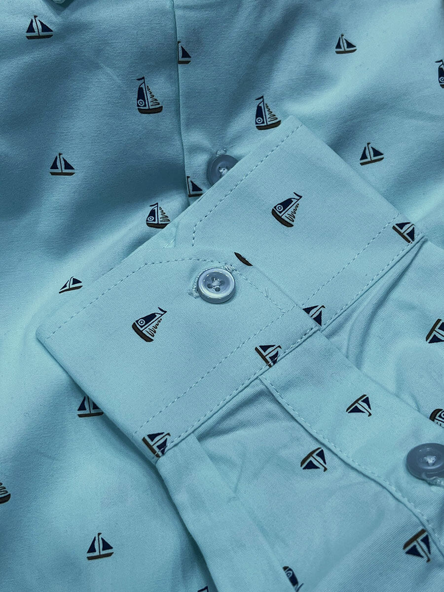 Sky Blue Small Boat Print