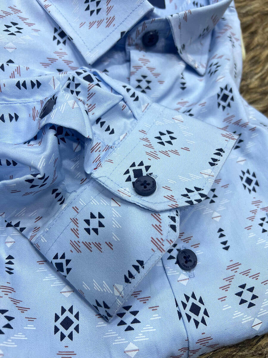 Sky Blue Black and White Hancock Pattern