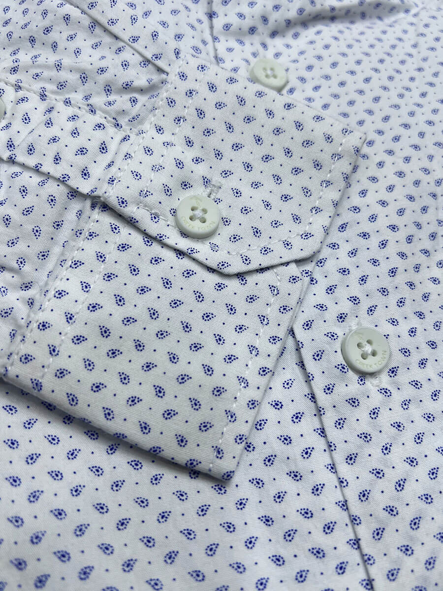 White Based Blue Paisley Print