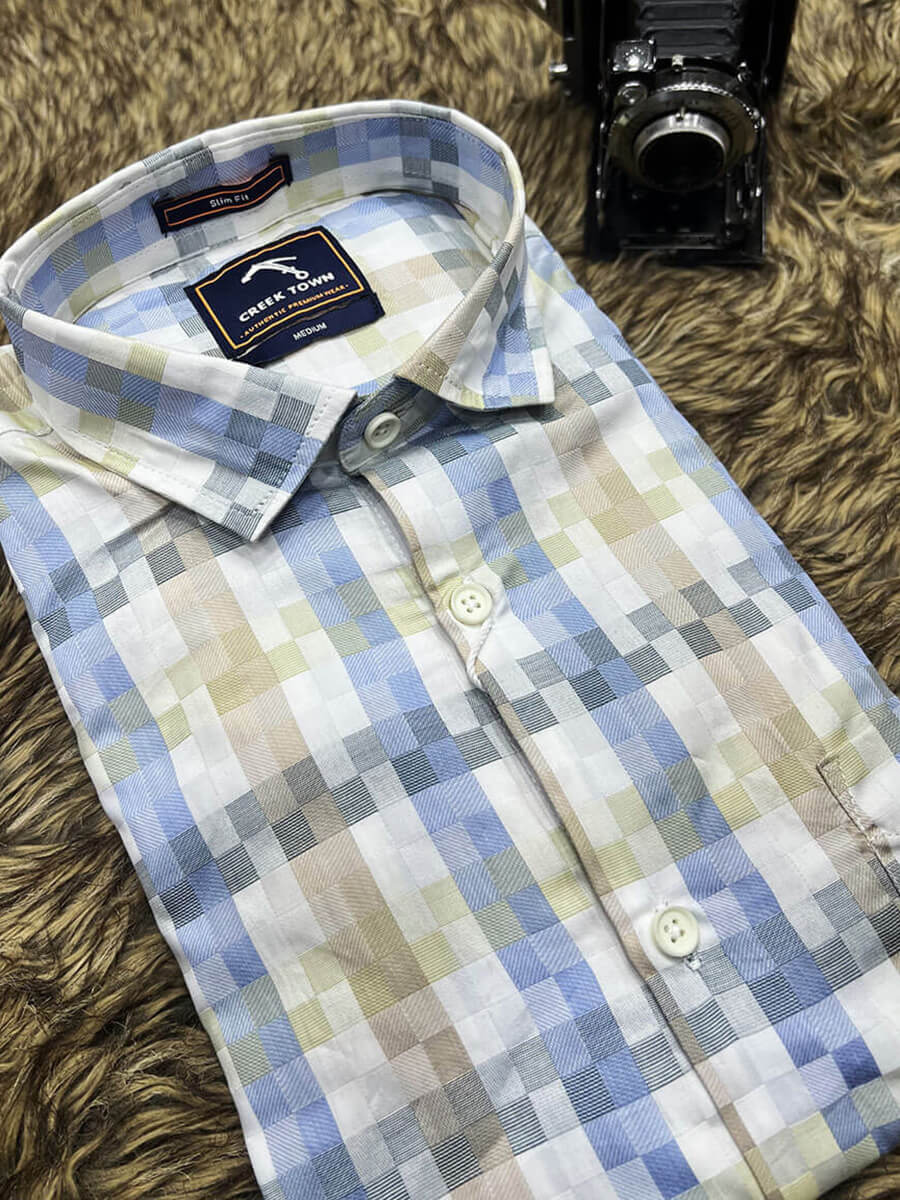 Multi Coloured Small Checks Print (Yellow, Blue)