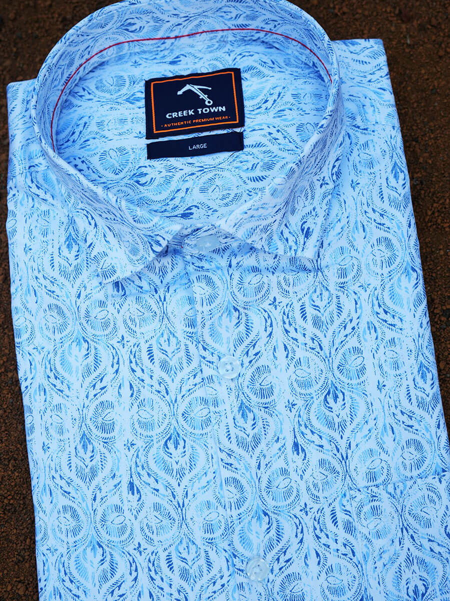 White base blue damask style