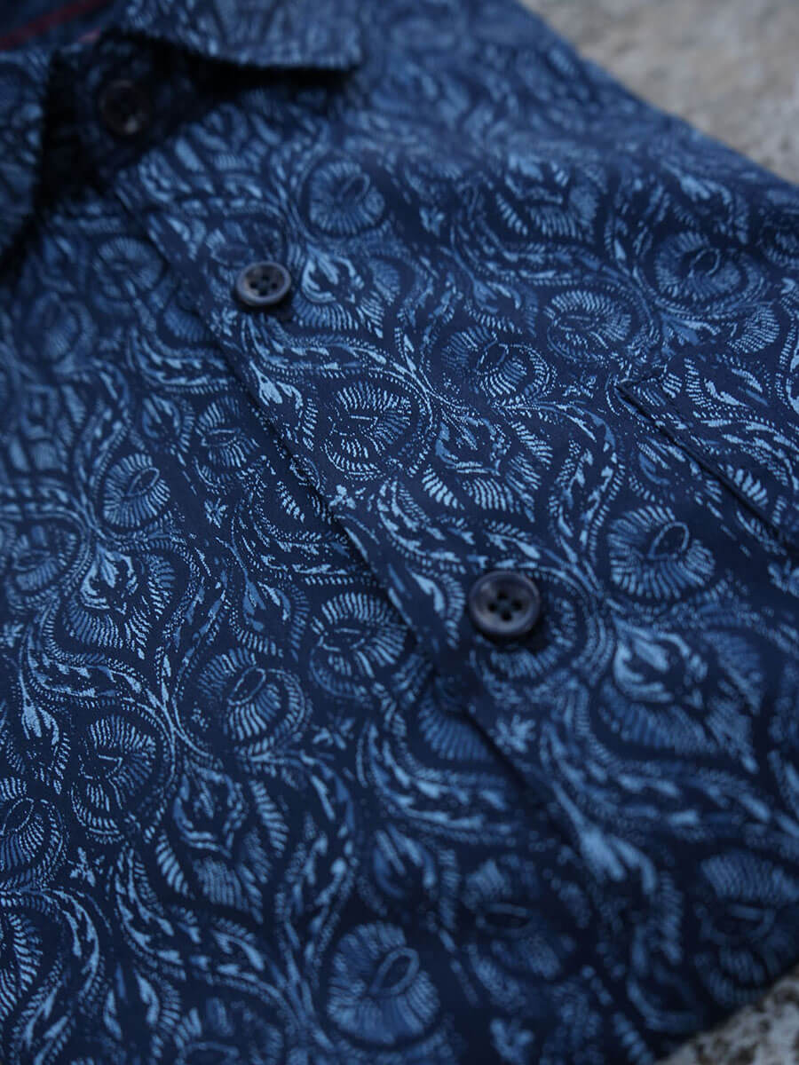 Navy blue intricate style print