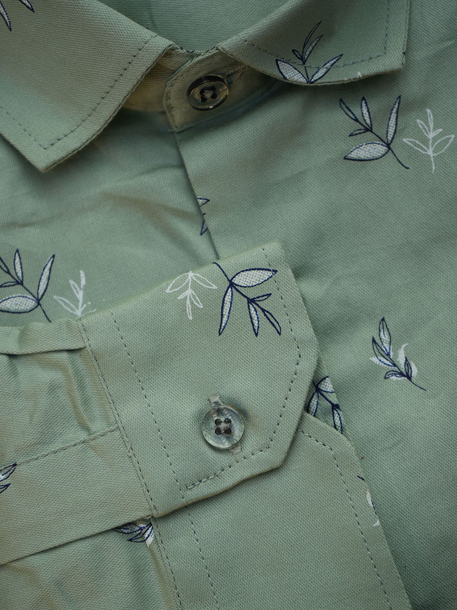 Dark Pista Green Black and White Floral print