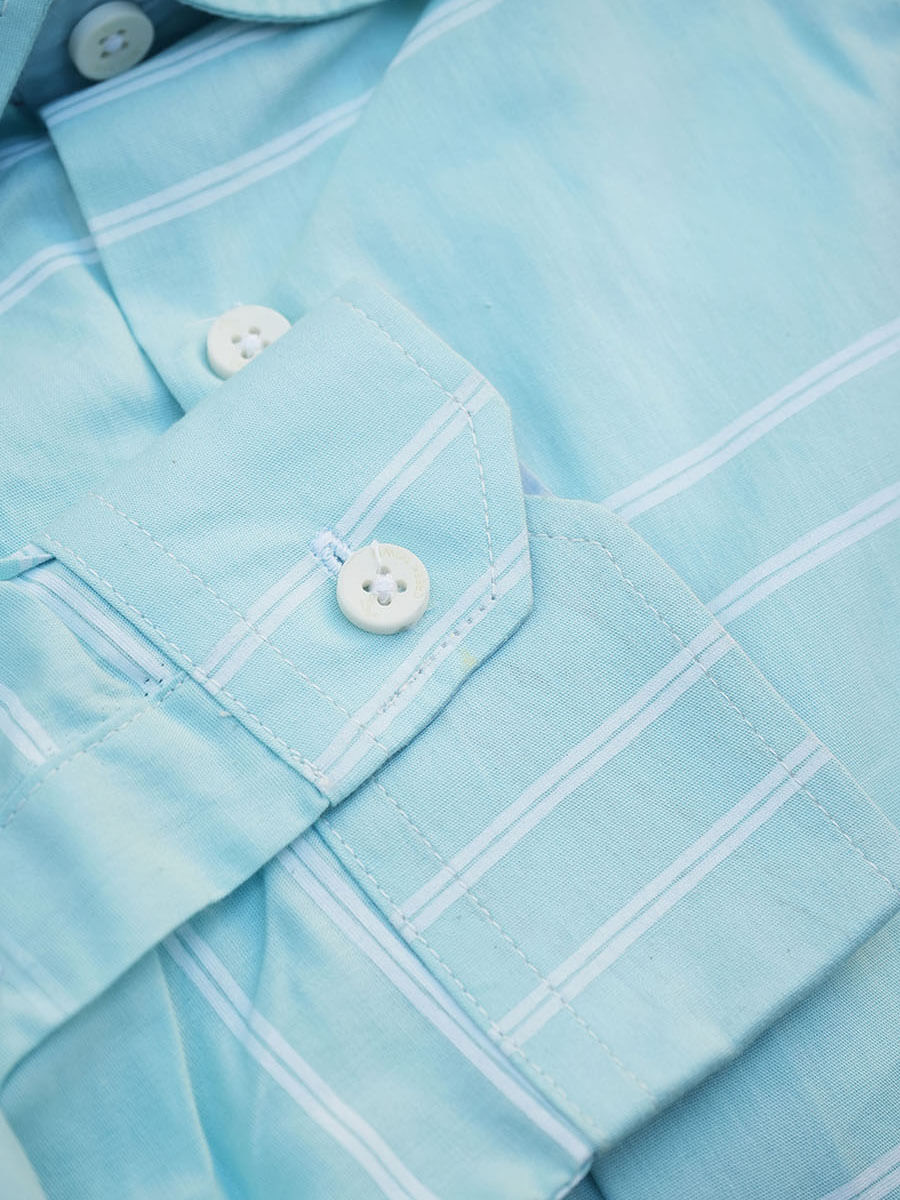 Cyan based white parelle line print