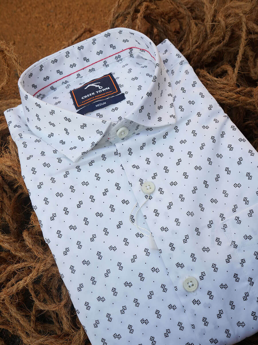 White Base Double Star Print