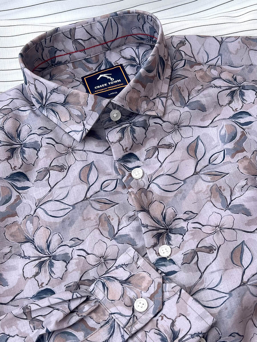 Peach brown hibiscus digital print
