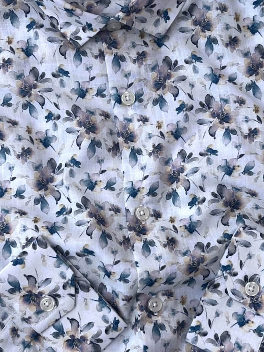 Greenish white teal blue leaves digital print