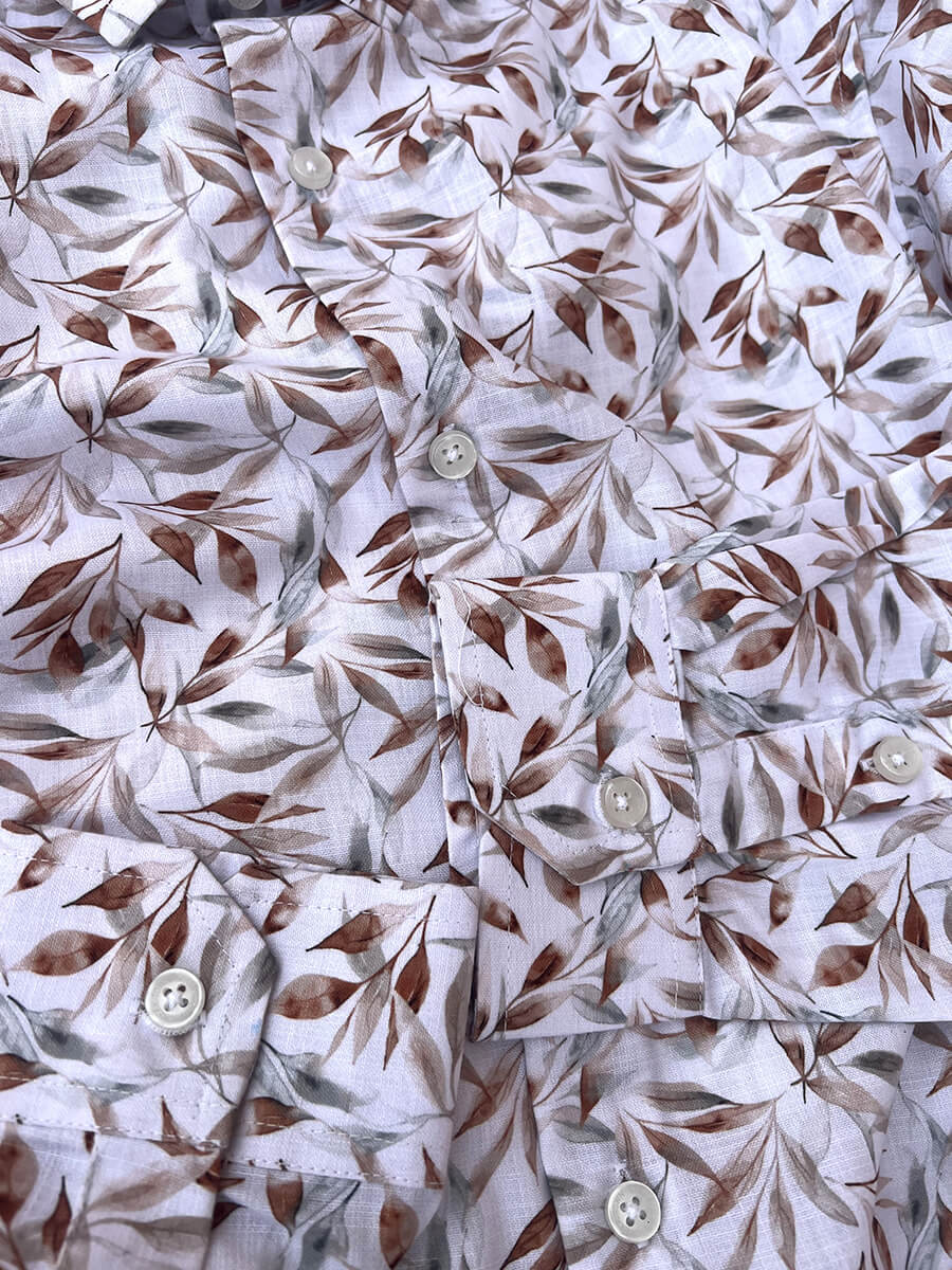 Half white brown leaves digital print