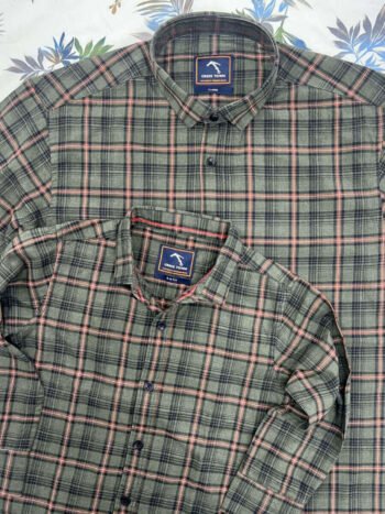 Basil Green Checked Dad&Son Shirts