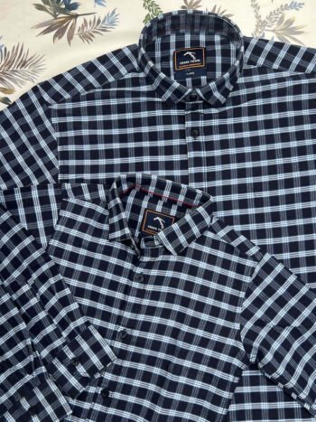 Navy Blue Checked Dad&Son Shirts