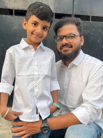 White Small Printed Dad&Son Shirts