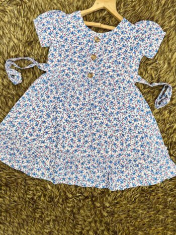 White Blue Multi Flared Frock