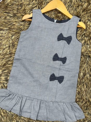 Navy blue gray 3 Bow Frock