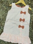 Orange Small Checked 3 Bow Frock
