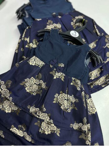 Navy Bue Floral-Jacquard Frock