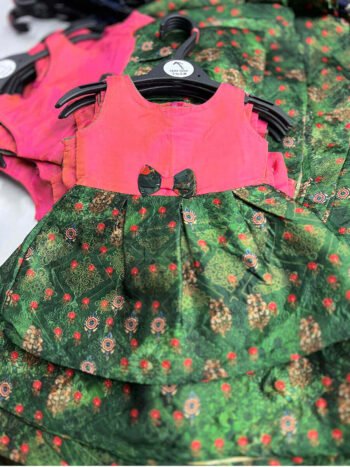 Green Floral-Jacquard Frock