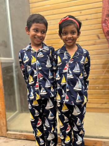 Navi Big Boat Printed -Unisex Night suit